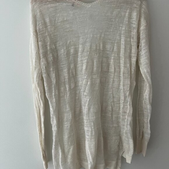 Rebecca Taylor High Low V Neck Cream Light Sweater - Picture 4 of 4